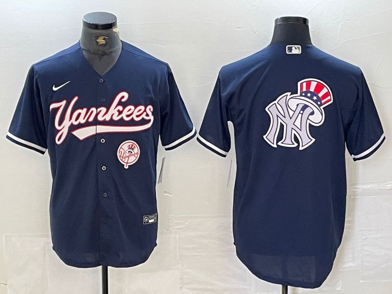 Men New York Yankees Blank Dark blue Second generation joint name Nike 2024 MLB Jersey style 15